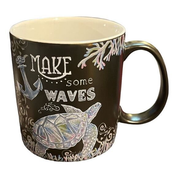 Donna Knold "Make Some Waves" Sea Turtle Coffee Mug Cup - Picture 1 of 3